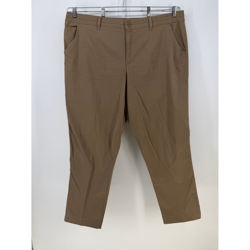 Gloria Vanderbilt Chino Pant Women 24W Brown Straight High Rise Plus Career Twee